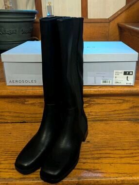 New Aerosoles Darlo Tall Black Boots Women's 7M $110 Riding